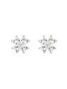 Pendientes de presión flor de circonitas blancas en forma de corazón
