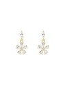 Pendientes dorados flor colgante con circonitas blancas