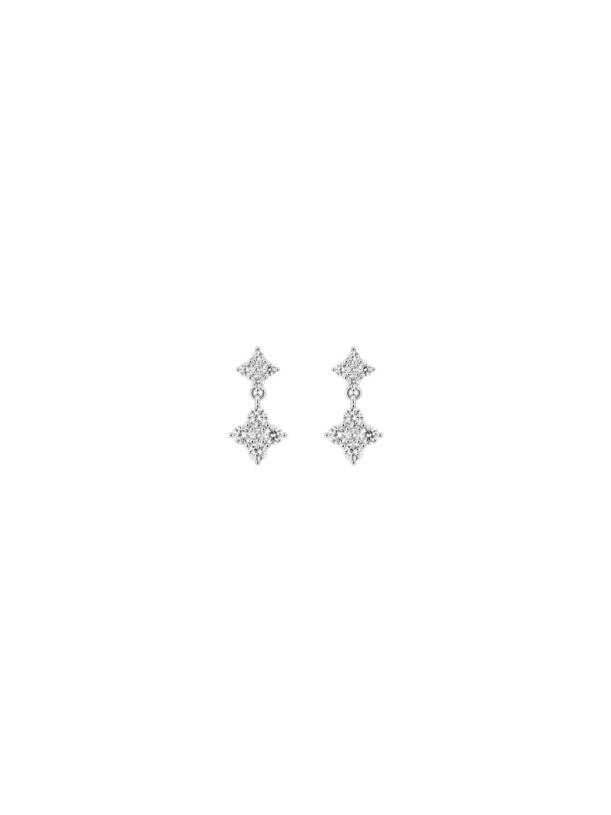 Pendientes plata doble flor geométrica con circonitas blancas