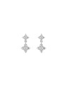 Pendientes plata doble flor geométrica con circonitas blancas