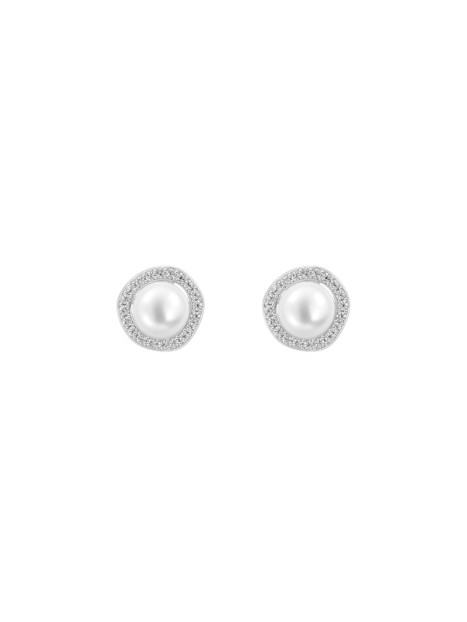 Pendientes de perlas con contorno de circonitas blancas
