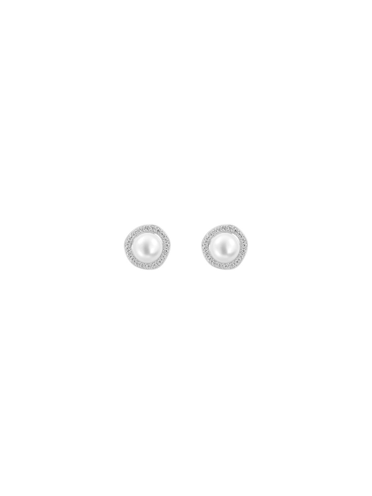 Pendientes de perlas con contorno de circonitas blancas
