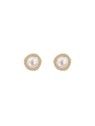 Pendientes dorados de perlas con contorno de circonitas blancas