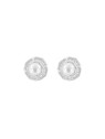 Pendientes de perlas flor geométrica con circonitas blancas