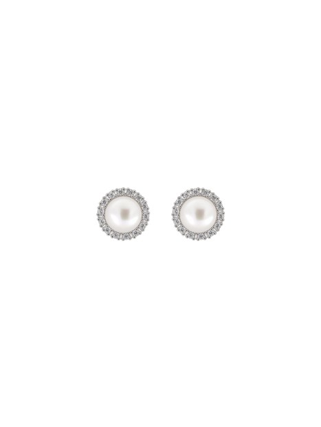 Pendientes de perlas con borde de circonitas blancas