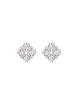 Pendientes de presión cuatro circonitas en flor blancas