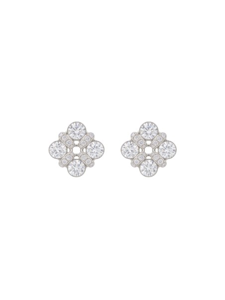 Pendientes de presión cuatro circonitas en flor blancas