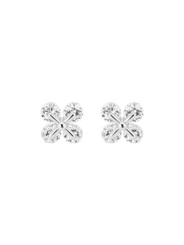 Pendientes de presión de plata flor cruzada con circonitas blancas