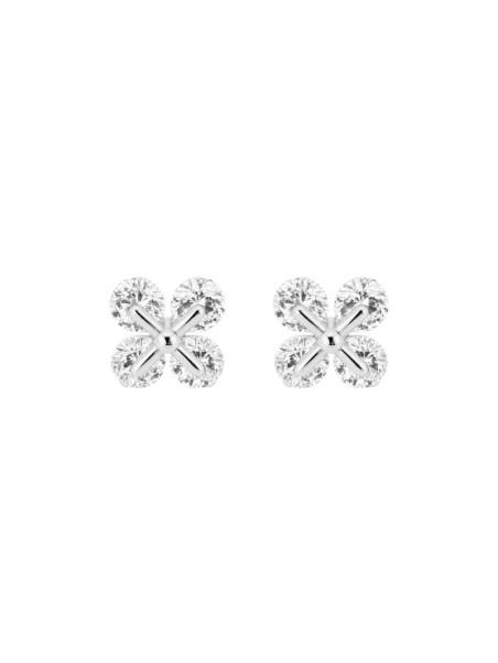 Pendientes de presión de plata flor cruzada con circonitas blancas