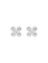 Pendientes de presión de plata flor cruzada con circonitas blancas