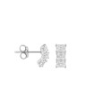 Pendientes de presión triple circonita rectangular blanca