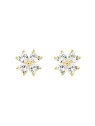 Pendientes de presión dorados flor de corazones con circonitas blancas