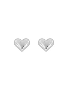 Pendientes de presión corazón liso de Plata de Ley 925