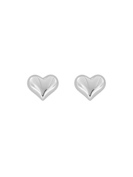 Pendientes de presión corazón liso de Plata de Ley 925