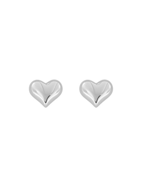 Pendientes de presión corazón liso de Plata de Ley 925