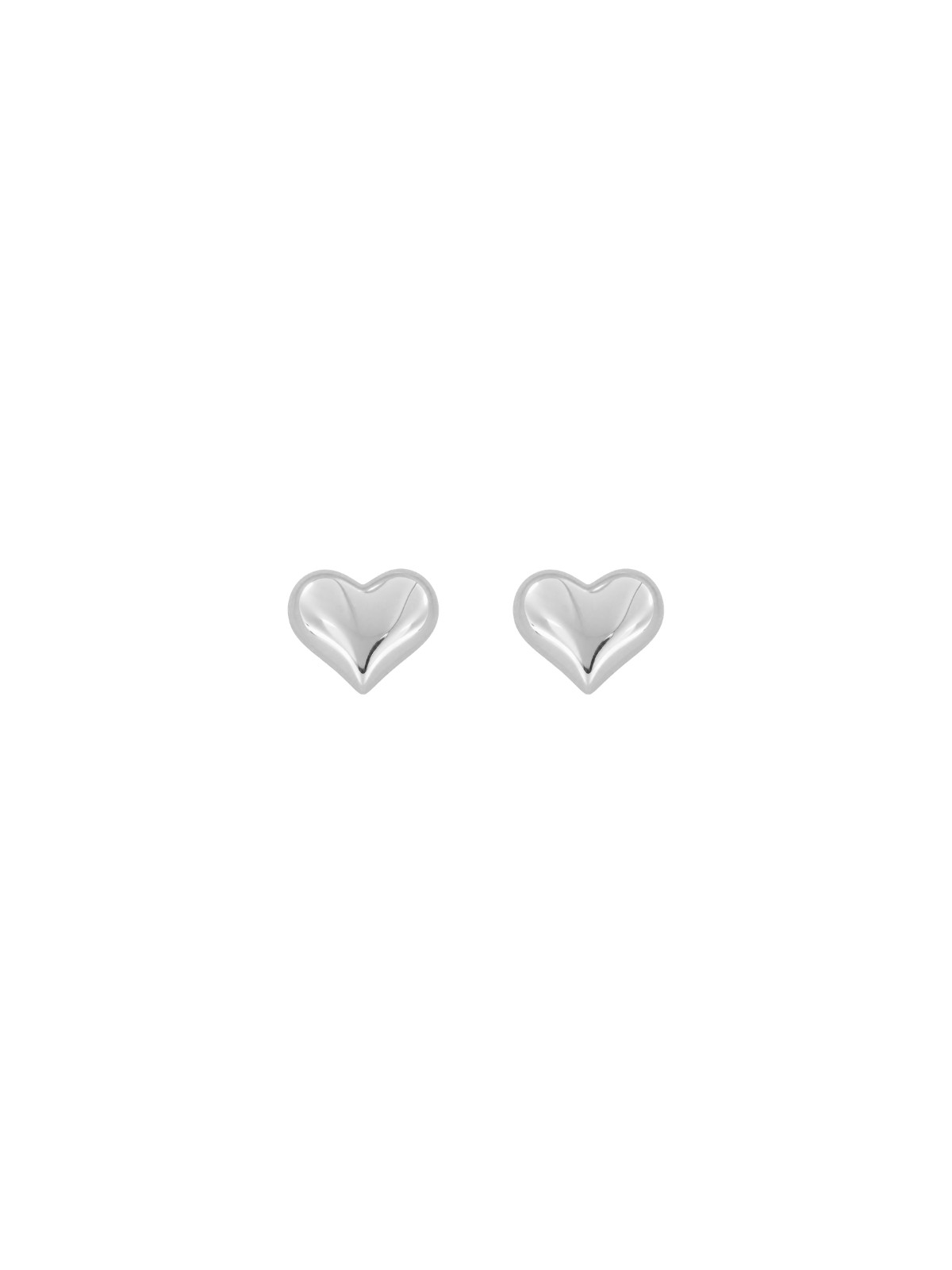 Pendientes de presión corazón liso de Plata de Ley 925