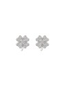 Pendientes de presión trébol relieve con circonitas blancas