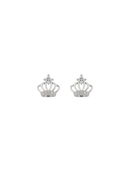Pendientes de presión corona calada con circonitas blancas