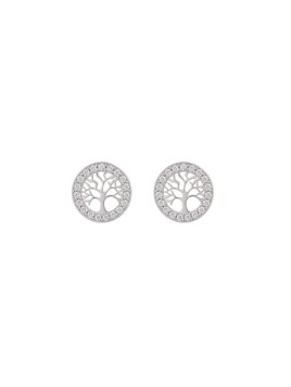 Pendientes de presión árbol de la vida con circonitas blancas