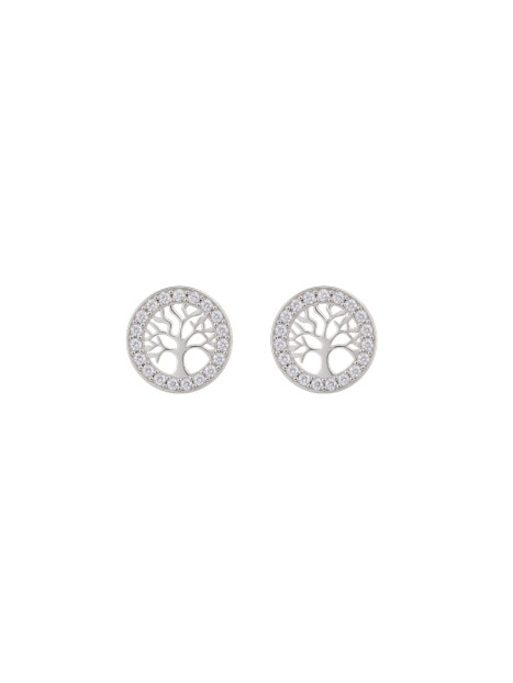 Pendientes de presión árbol de la vida con circonitas blancas