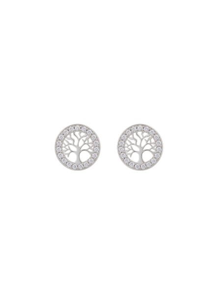 Pendientes de presión árbol de la vida con circonitas blancas