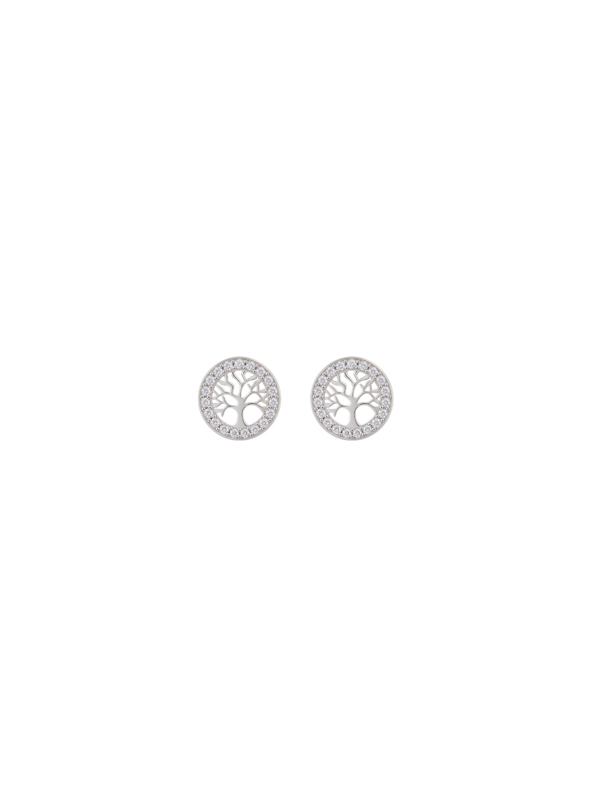 Pendientes de presión árbol de la vida con circonitas blancas