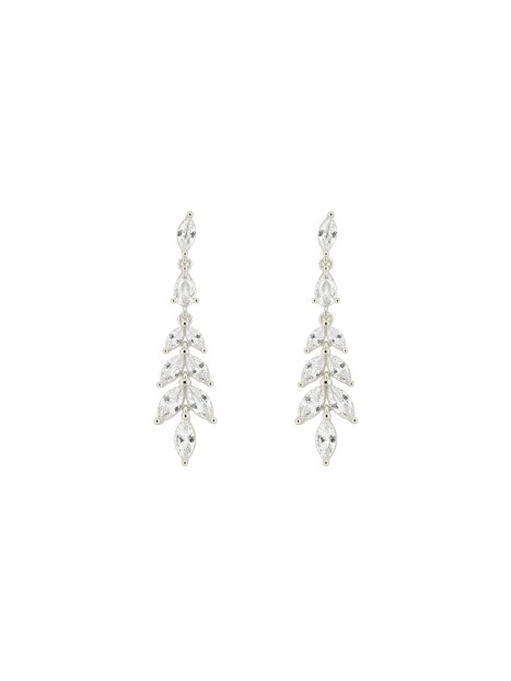 Pendientes plata espiga con circonitas blancas