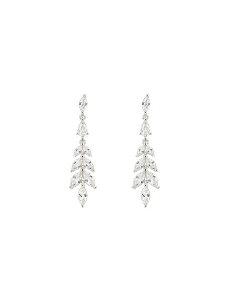 Pendientes plata espiga con circonitas blancas