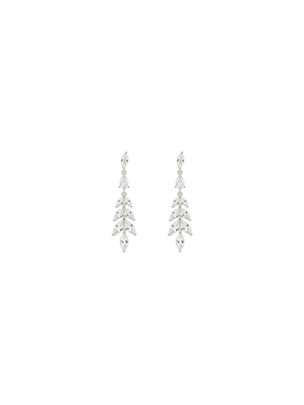 Pendientes plata espiga con circonitas blancas