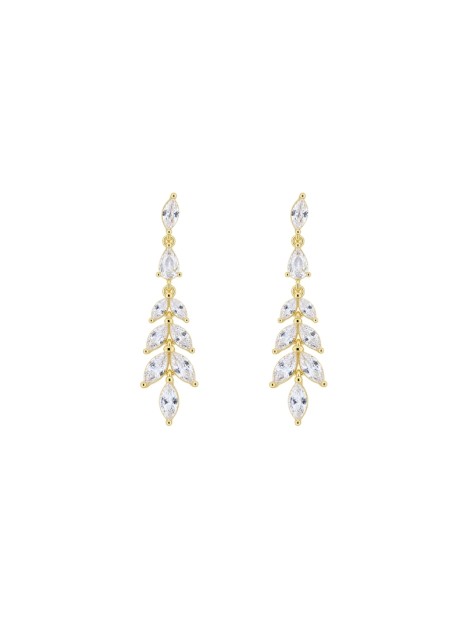 Pendientes dorados espiga con circonitas blancas