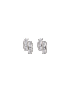 Pendientes aros dobles con circonitas baguette