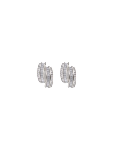 Pendientes aros dobles con circonitas baguette