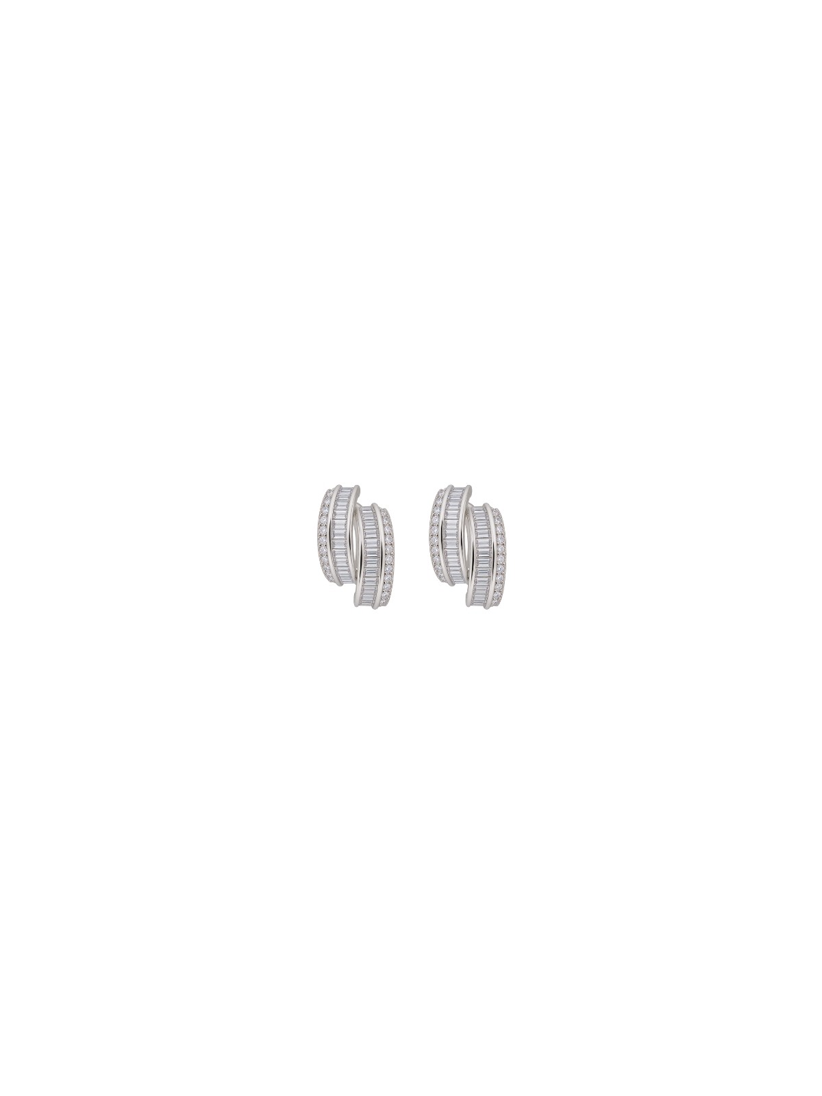 Pendientes aros dobles con circonitas baguette