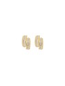Pendientes aros dorados dobles con circonitas baguette