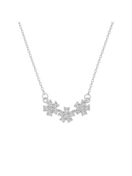 Gargantilla plata detalle floral con circonitas blancas