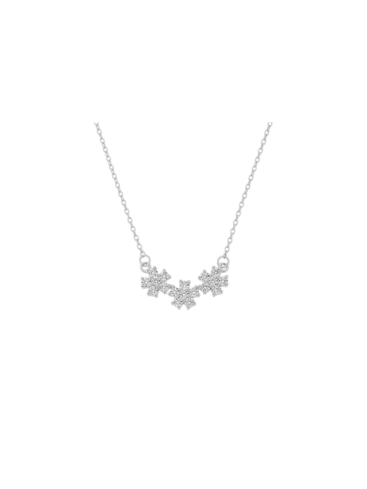 Gargantilla plata detalle floral con circonitas blancas