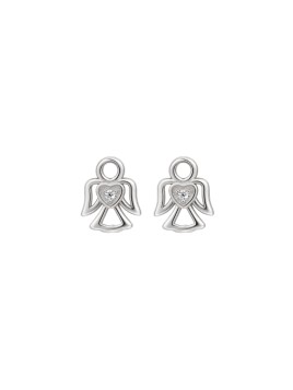 Pendientes de presión ángel con corazón y circonita blanca