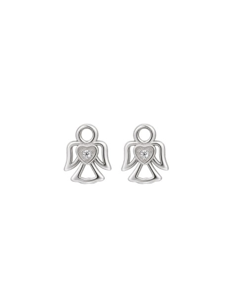 Pendientes de presión ángel con corazón y circonita blanca