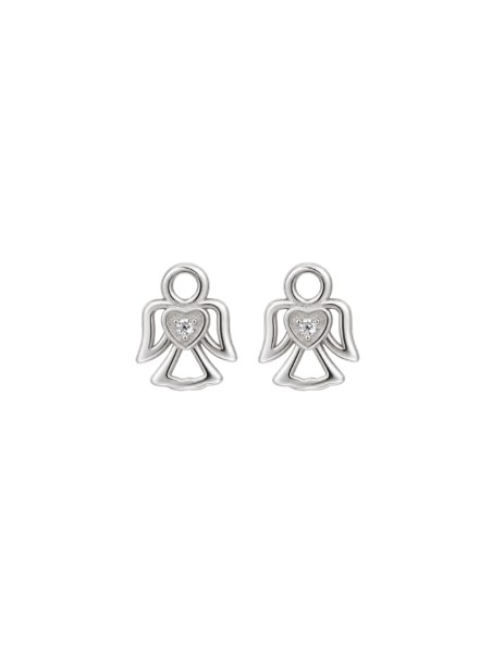 Pendientes de presión ángel con corazón y circonita blanca