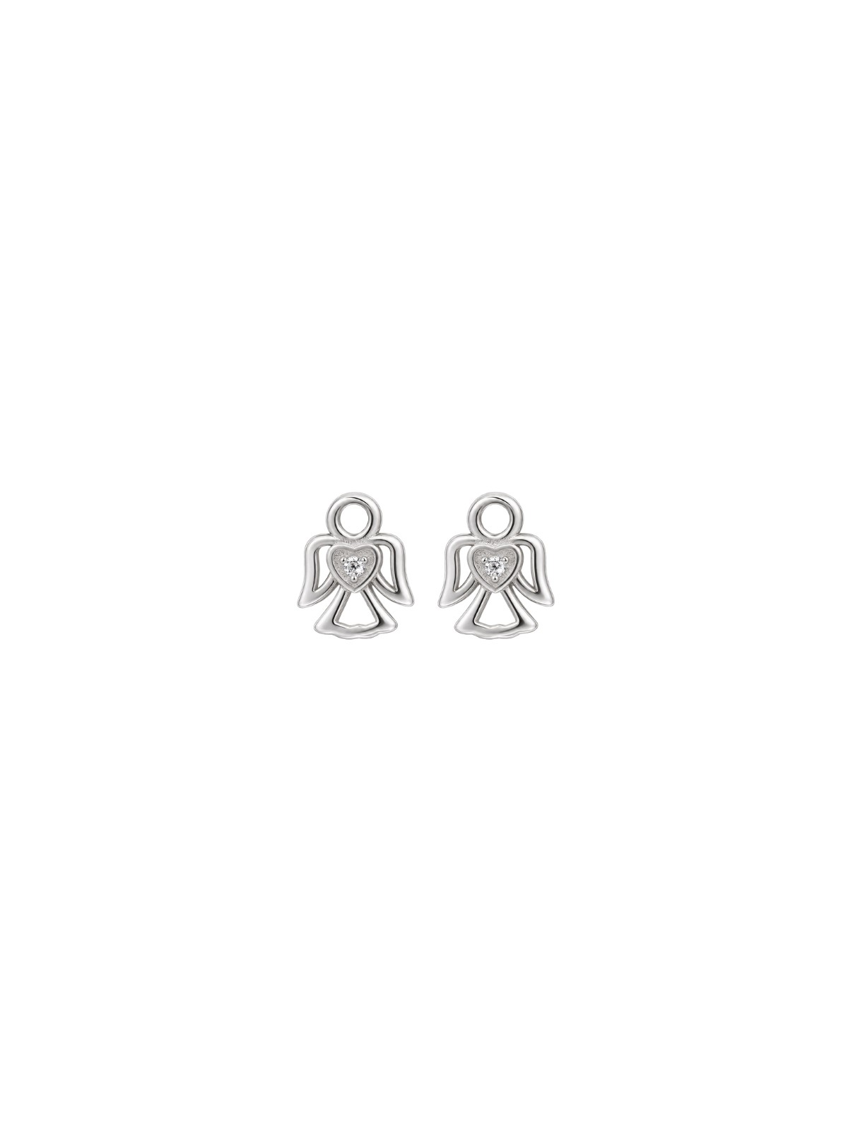 Pendientes de presión ángel con corazón y circonita blanca