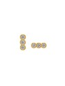 Pendientes de presión dorados triple chatón con tres circonitas blancas