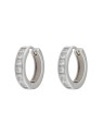 Aros de plata con circonitas blancas talla baguette en Plata de Ley 925