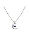 Gargantilla plata luna con circonitas blancas y circonita color zafiro en Plata de Ley 925