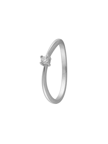 Anillo diamante de laboratorio en plata solitario talla redonda color G VS