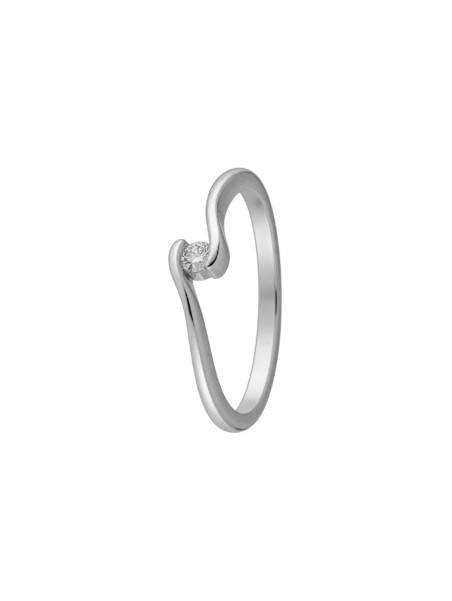 Anillo diamante de laboratorio en plata solitario talla redonda color G VS