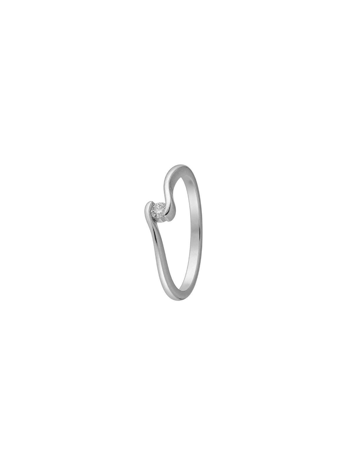Anillo diamante de laboratorio en plata solitario talla redonda color G VS