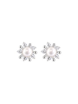 Pendientes de perlas sol con circonitas blancas