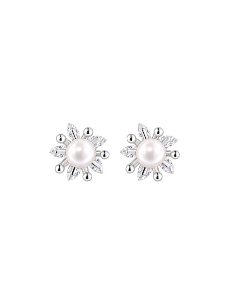 Pendientes de perlas sol con circonitas blancas