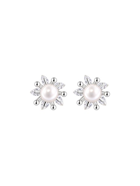 Pendientes de perlas sol con circonitas blancas