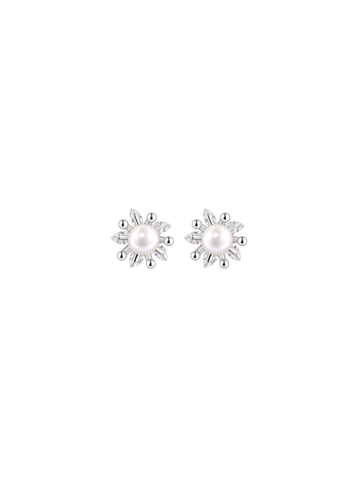 Pendientes de perlas sol con circonitas blancas